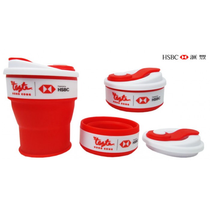 350ML 折疊矽膠咖啡杯-滙豐銀行