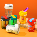 Plastic straw sports water bottle