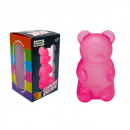 The little bear squeezes and slowly rebounds
