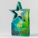 彩色五星水晶獎座