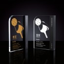 Pickleball Themed Color Printed Crystal Trophy
