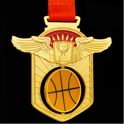 Basketball Hollow Rotating Medal