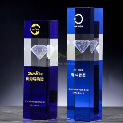Diamond Square Pillar Crystal Trophy
