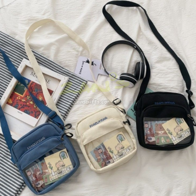 Transparent crossbody badge pain bag storage bag