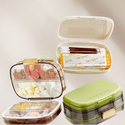 Portable ten-compartment pill box