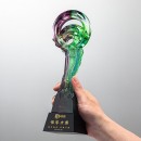 Green Purple Colorful Crystal Trophy