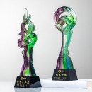 Green Purple Colorful Crystal Trophy