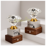 鑽石水晶實木獎座