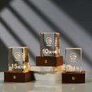 Luminous carved crystal trophy