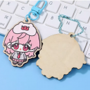 Wooden rubber-like embossed keychain