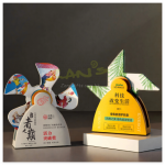 創意金屬旋轉水晶獎座