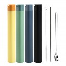 Stainless steel straw set
