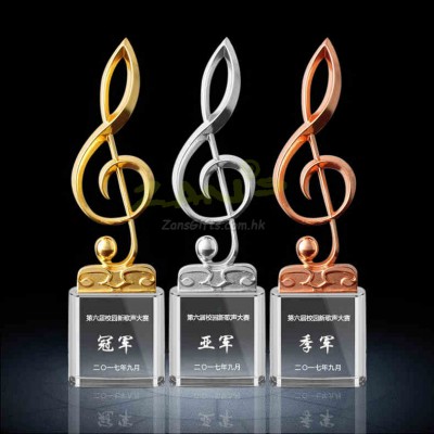 Musical Note Singing Musical Crystal Trophy