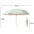 Lace three - fold hooked - handle folding umbrella