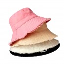 Frayed Solid‑Color Cotton Bucket Hat Frayed Solid‑Color Cotton Bucket Hat
