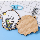 Wooden rubber-like embossed keychain