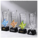Colorful Flying Dove Crystal Trophy