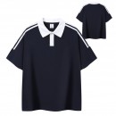 Color-Blocked Three-Striped Polo Shirt