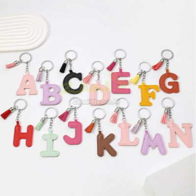 PU leather keychain with 26 English letters