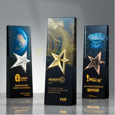 Symphony Metal Star Crystal Trophy