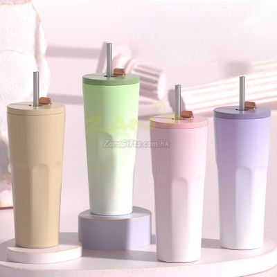 700ML大容量吸管自動彈跳漸變保溫杯 700ML大容量吸管自動彈跳漸變保溫杯